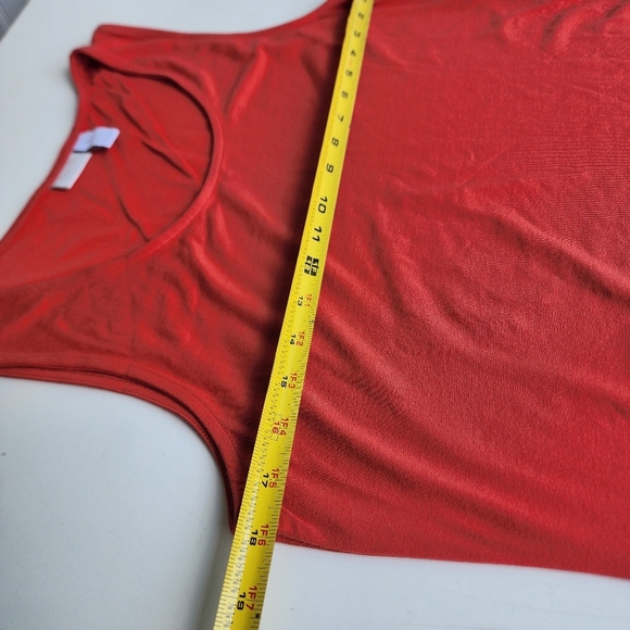 Chicos Orange Tank Shift Dress Stretch Hi-Low Sleveless Round Neck Modest 1 (M) - Picture 8 of 11